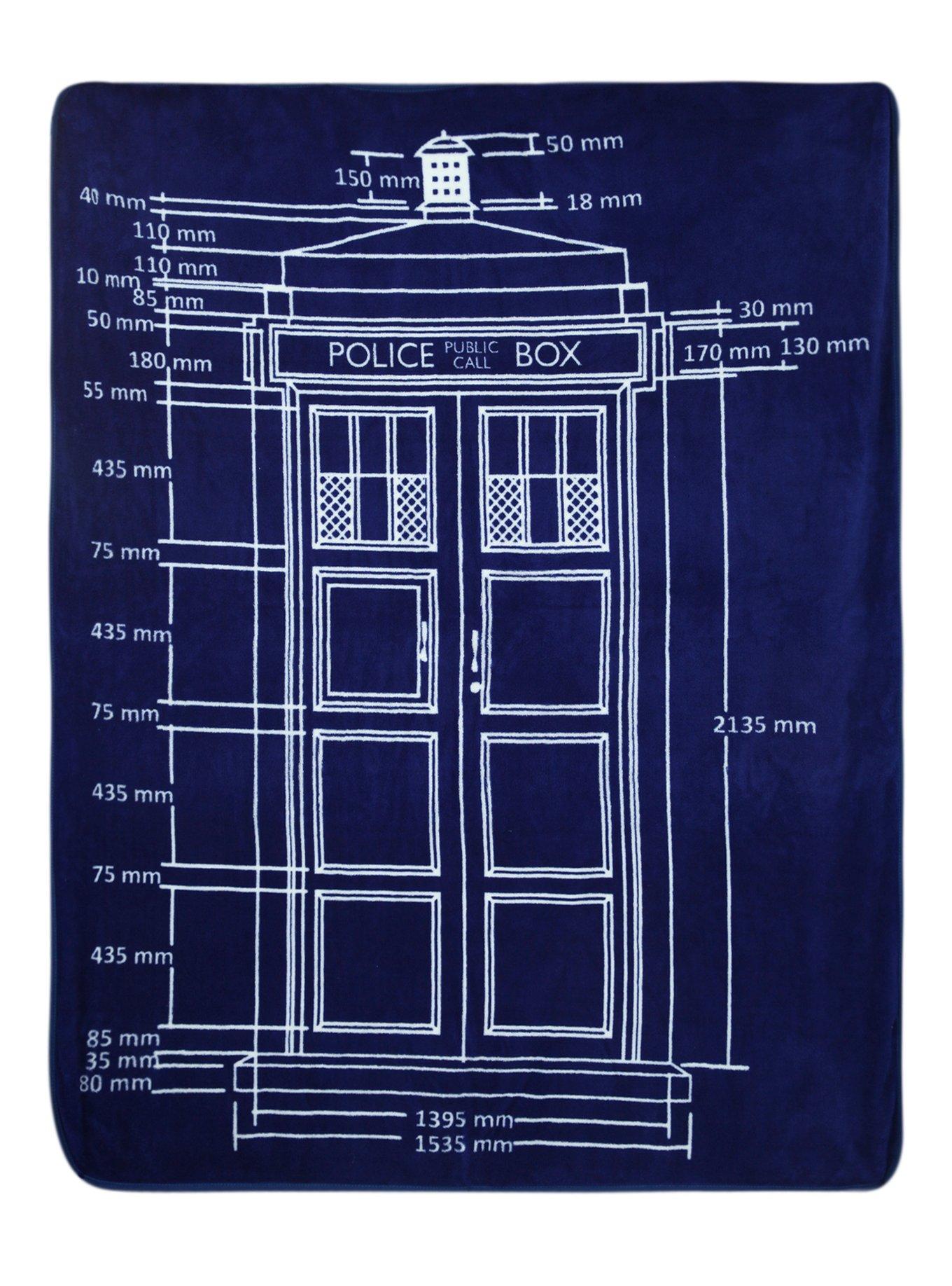 Doctor Who TARDIS Blueprint Throw, , hi-res