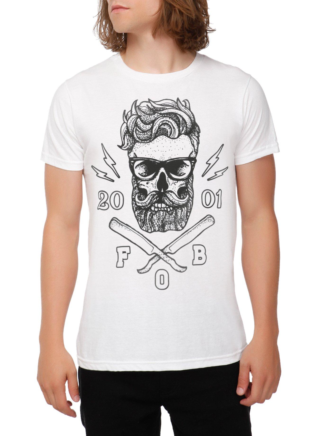 Fall Out Boy Bearded Skull & Razors T-Shirt, BLACK, hi-res