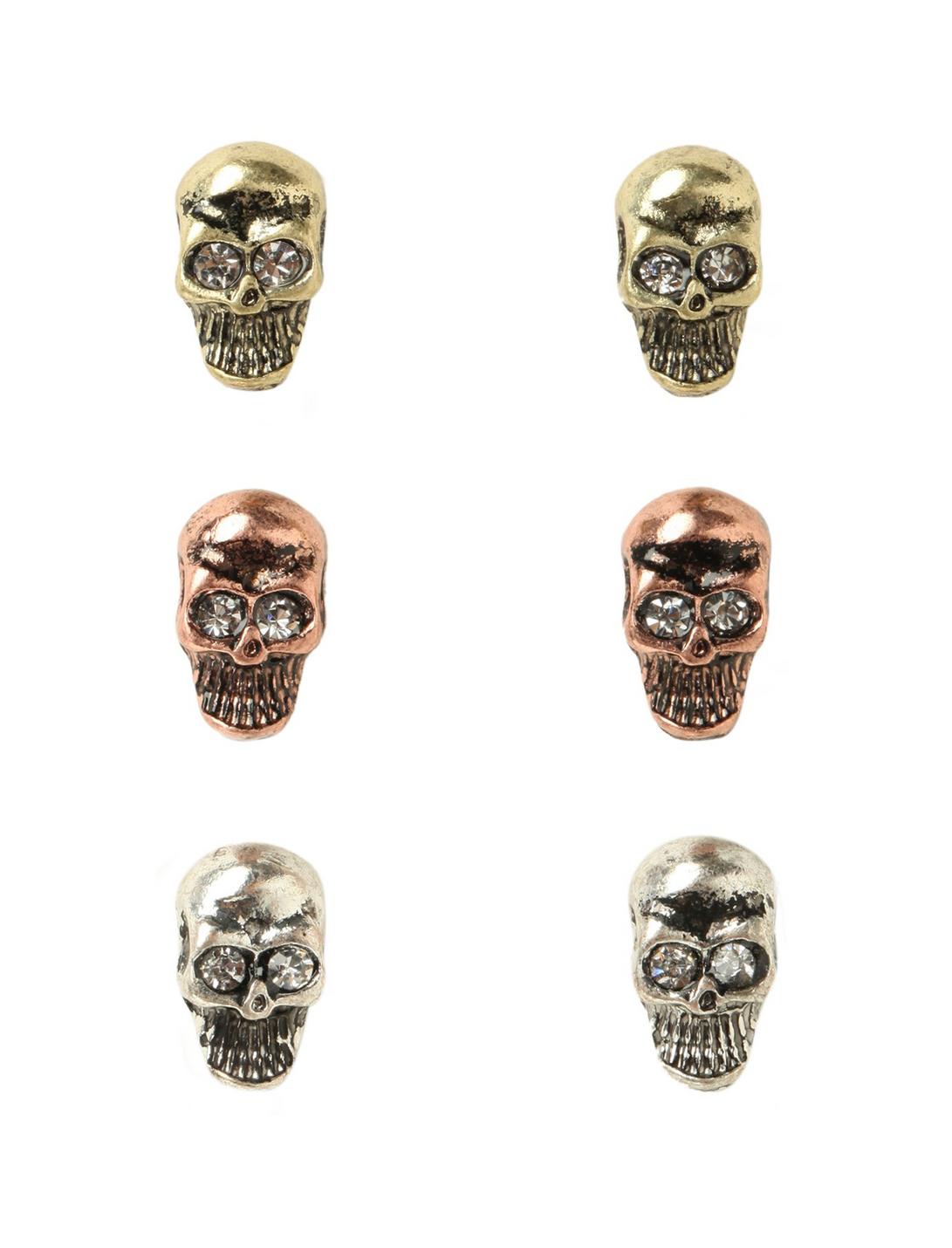 LOVEsick Mix Metal Skull Earring 3 Pair, , hi-res