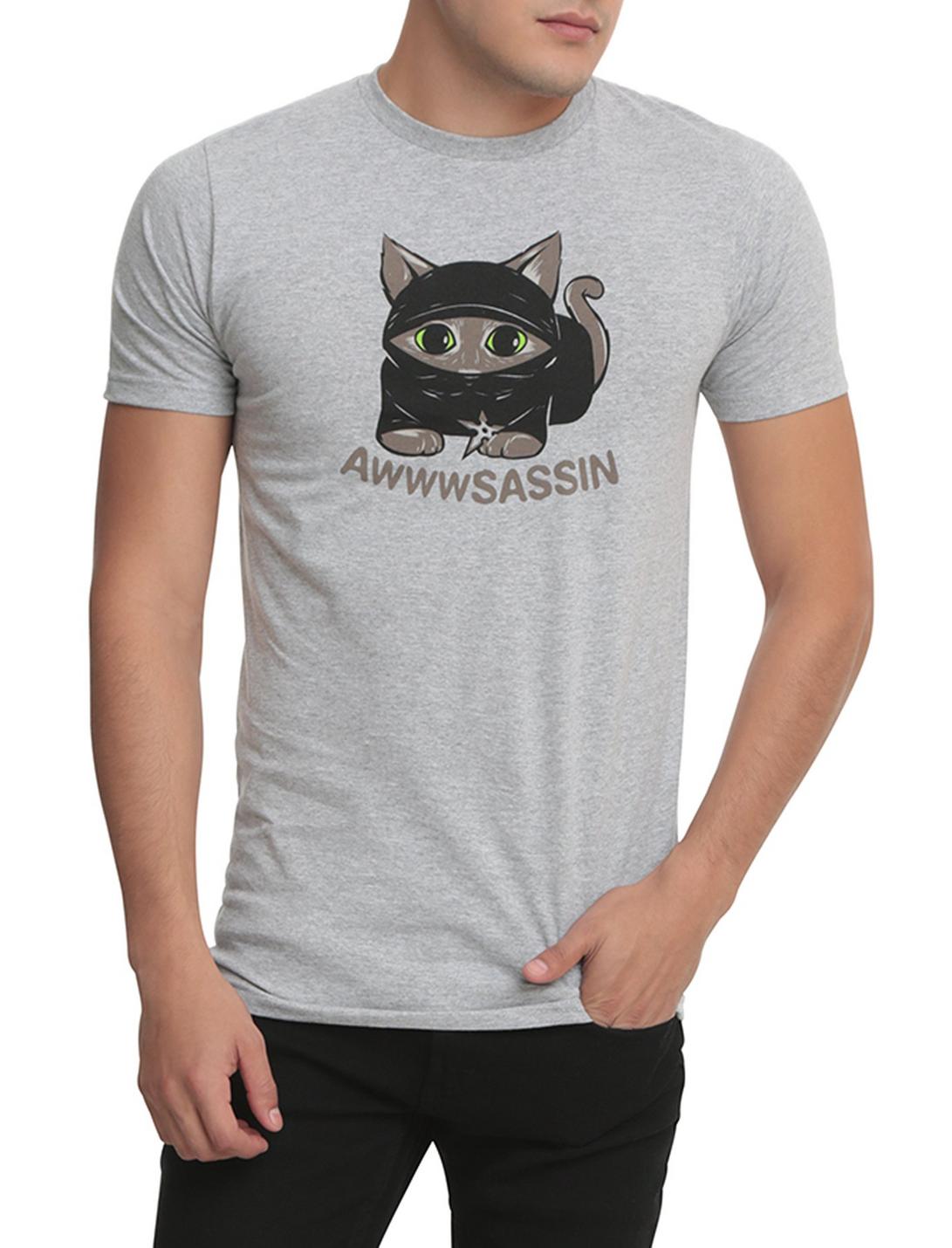 Kitten Awwwsassin T-Shirt, LIGHT GRAY, hi-res