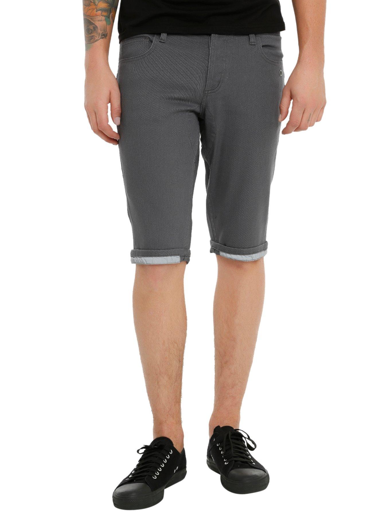 RUDE Grey Rider Skinny Shorts, DARK GRAY, hi-res