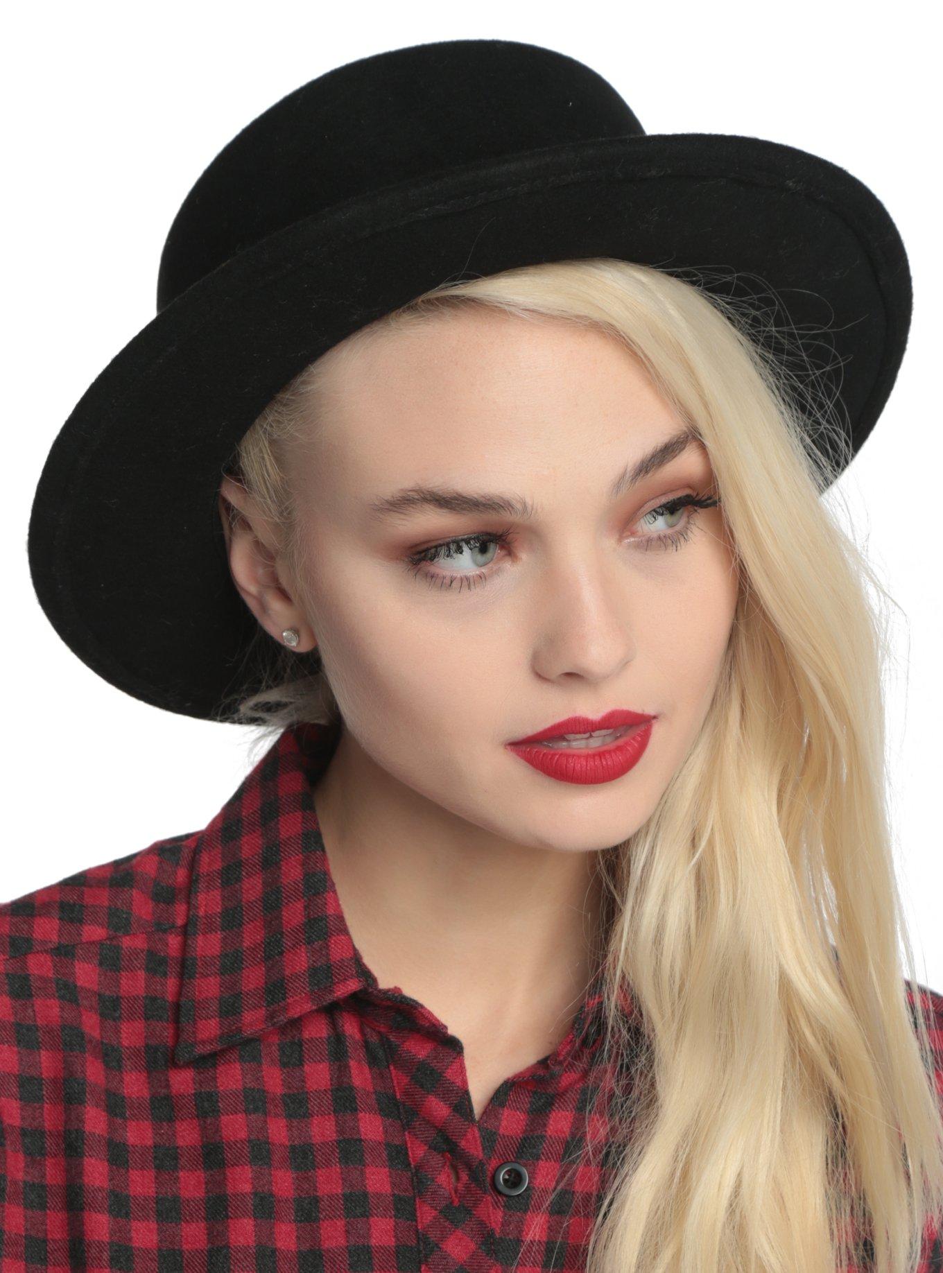Black Felt Boater Hat | Hot Topic