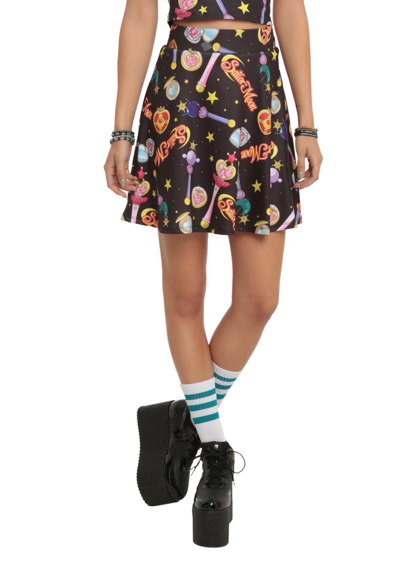 Sailor Moon Heart Wand Circle Skirt, BLACK, hi-res