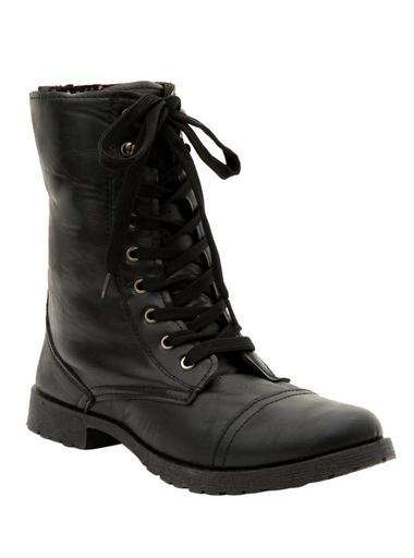 Black floral 2025 combat boots