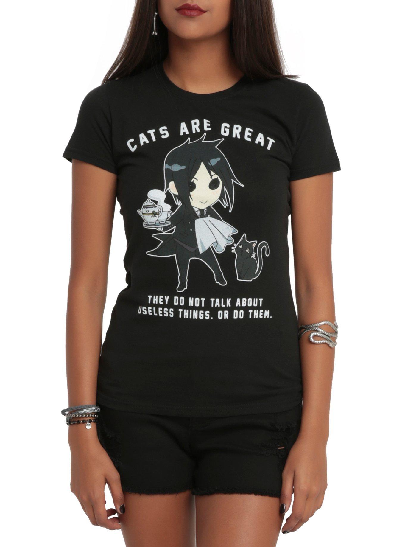 Black Butler Cats Are Great Girls T-Shirt, BLACK, hi-res