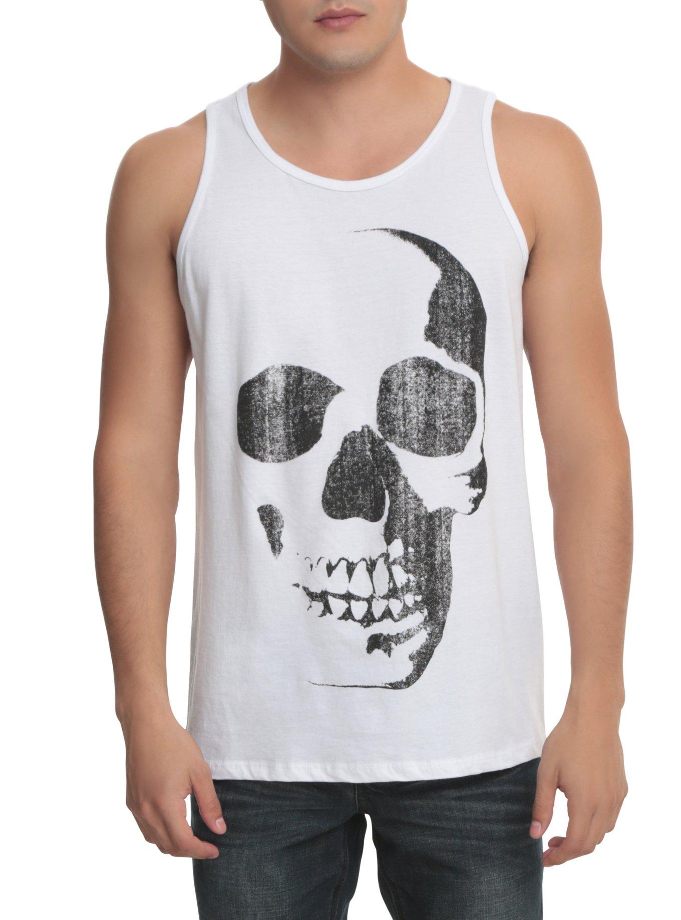 Skull Tank Top, WHITE, hi-res
