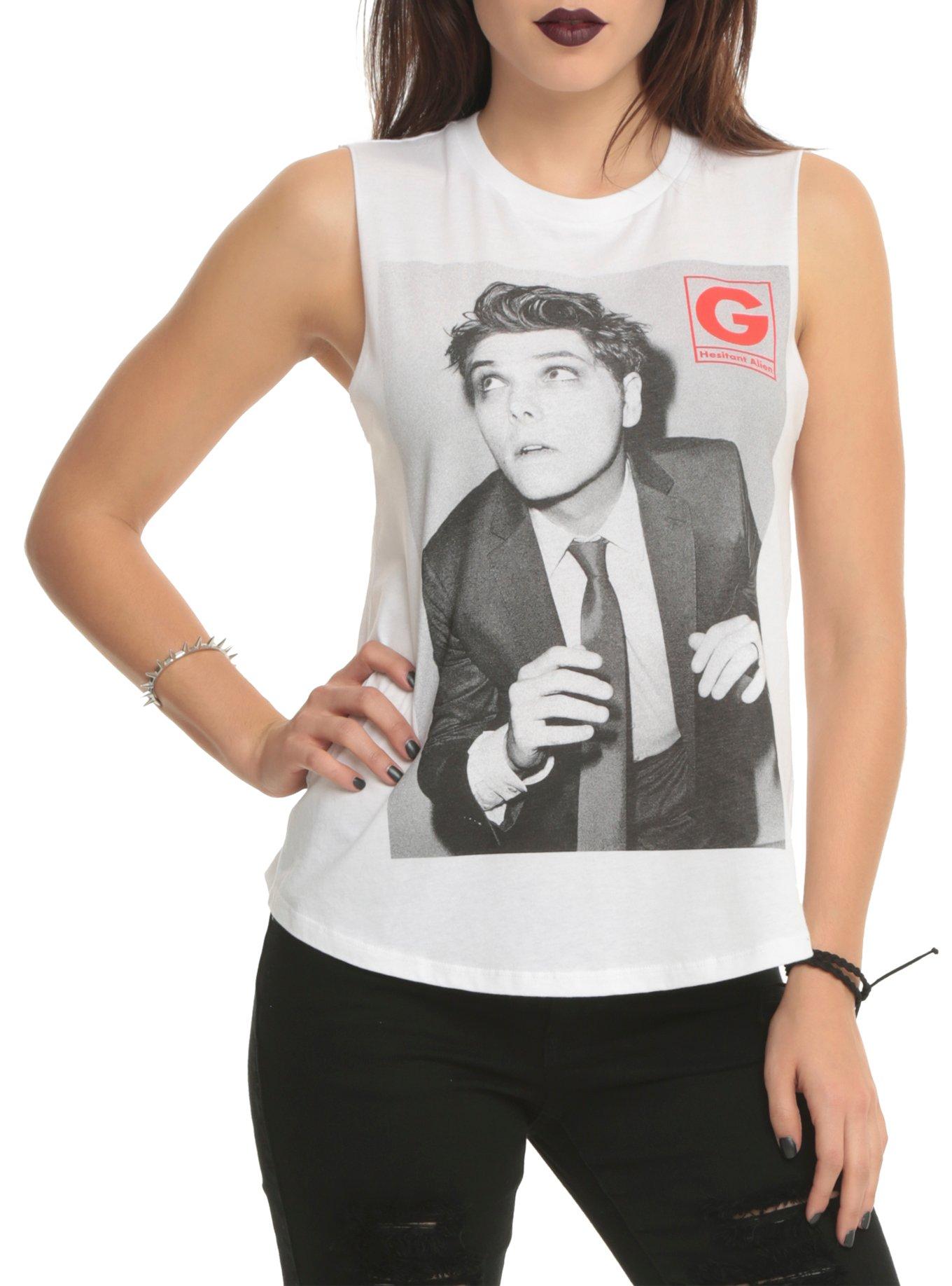 Gerard Way Photo Girls Muscle Top, WHITE, hi-res