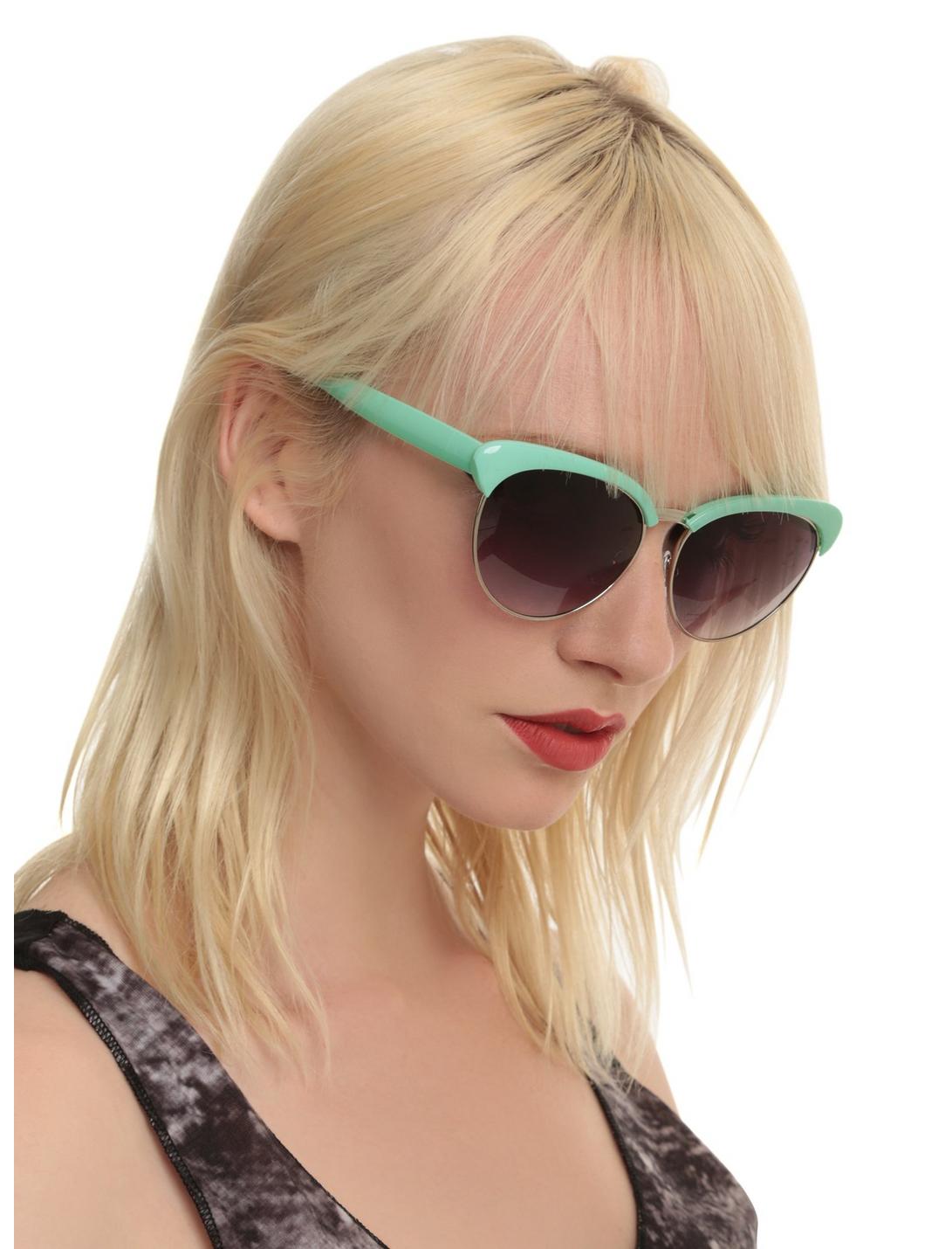 Mint Half-Rim Round Sunglasses, , hi-res