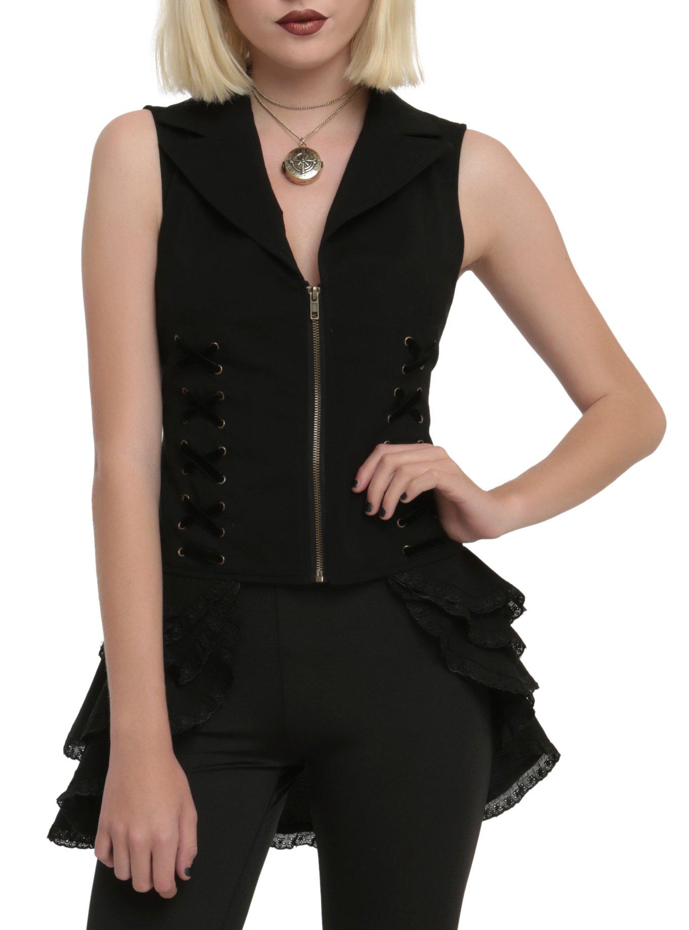 Hell Bunny Black Vienna Vest, BLACK, hi-res