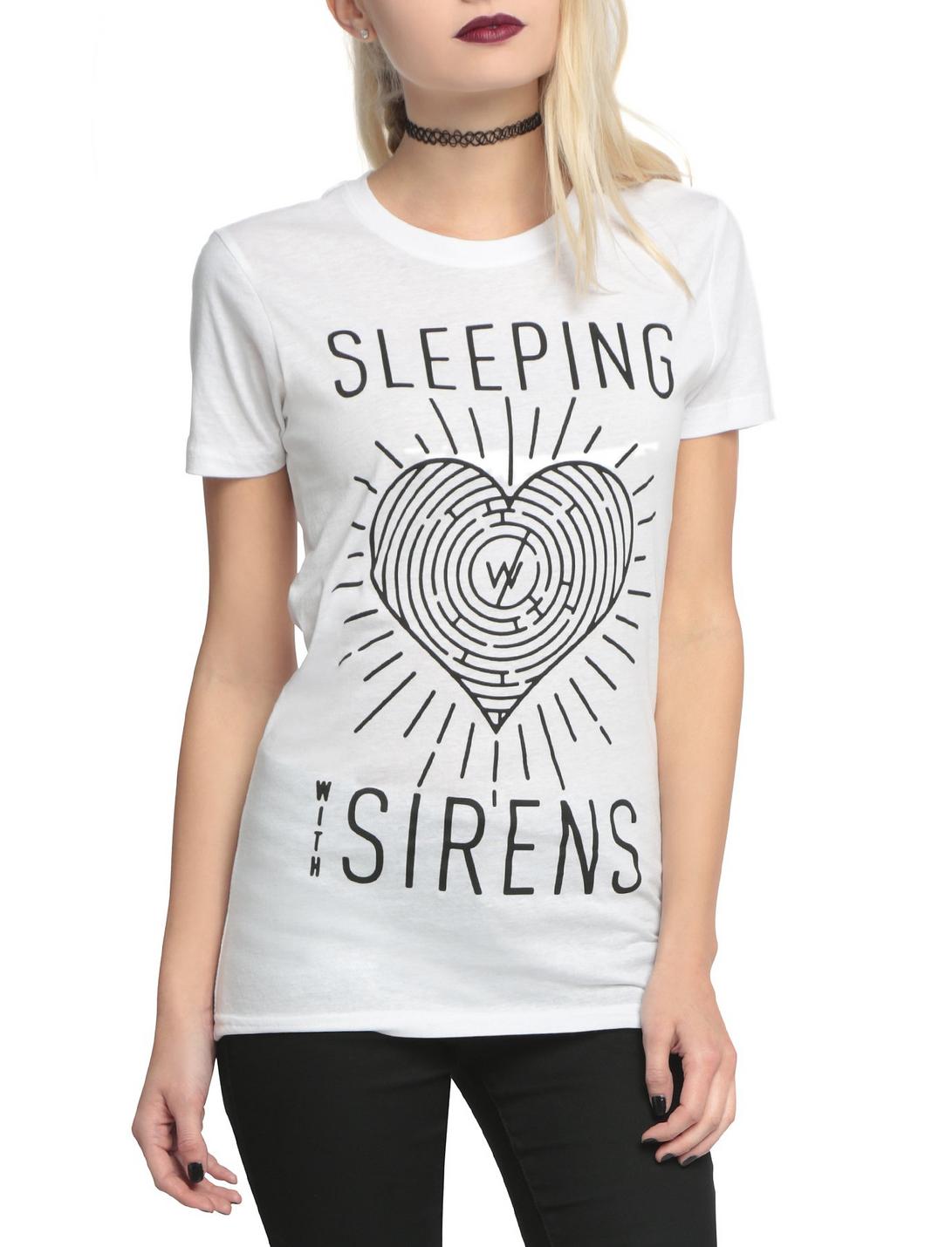 Sleeping With Sirens Heart Maze Girls T-Shirt 2XL, WHITE, hi-res