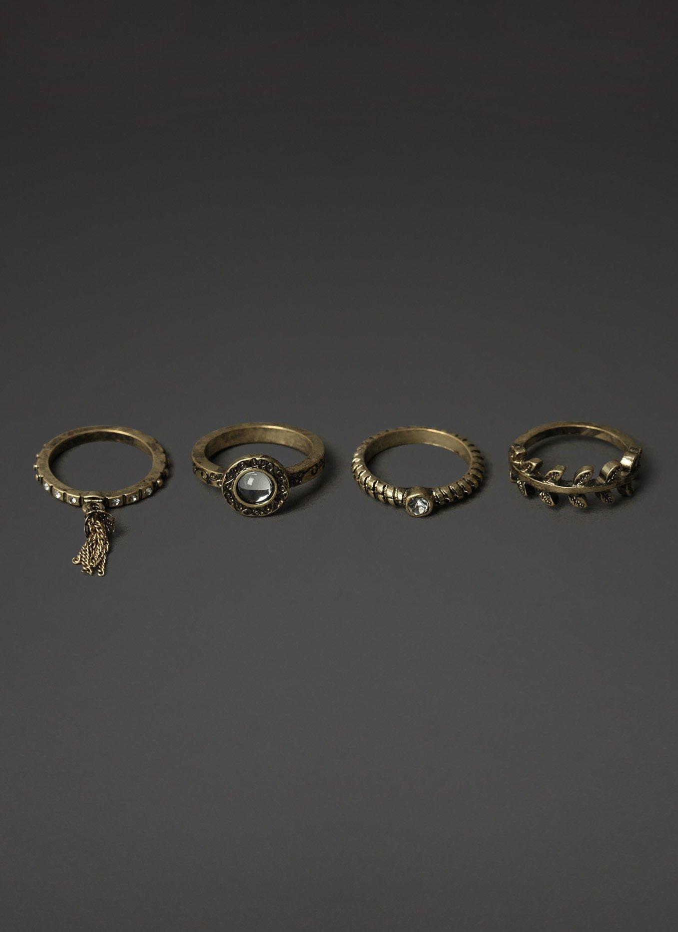 Gemstone & Tassel Ring Set, , hi-res