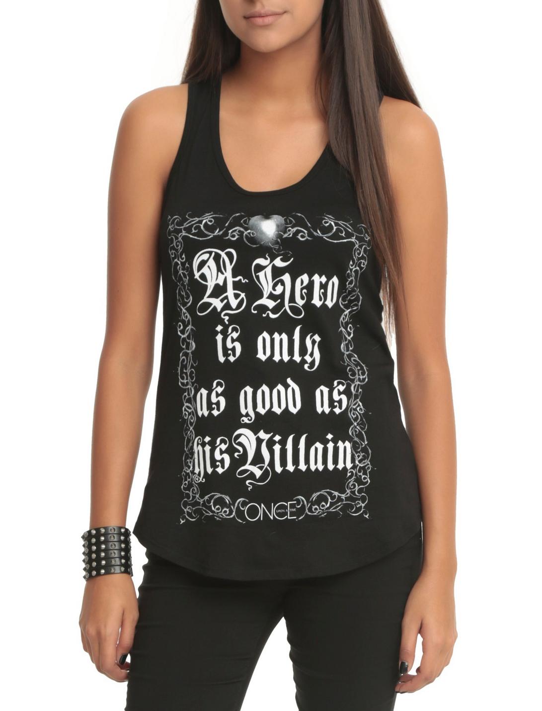 Once Upon A Time Hero Quote Girls Tank Top, BLACK, hi-res