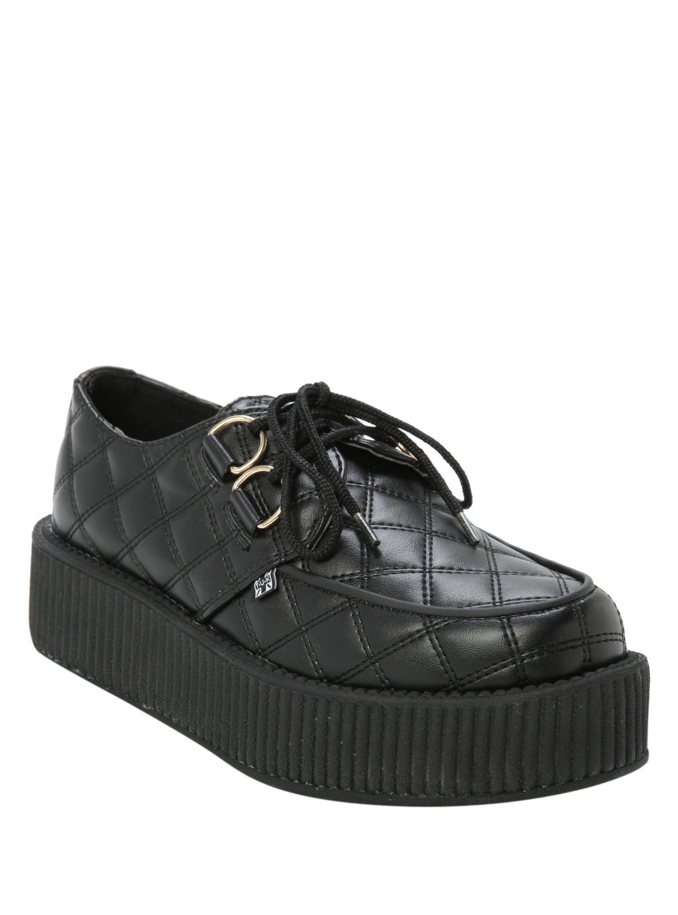 T.U.K. Black Quilted Viva Mondo Creepers, BLACK, hi-res