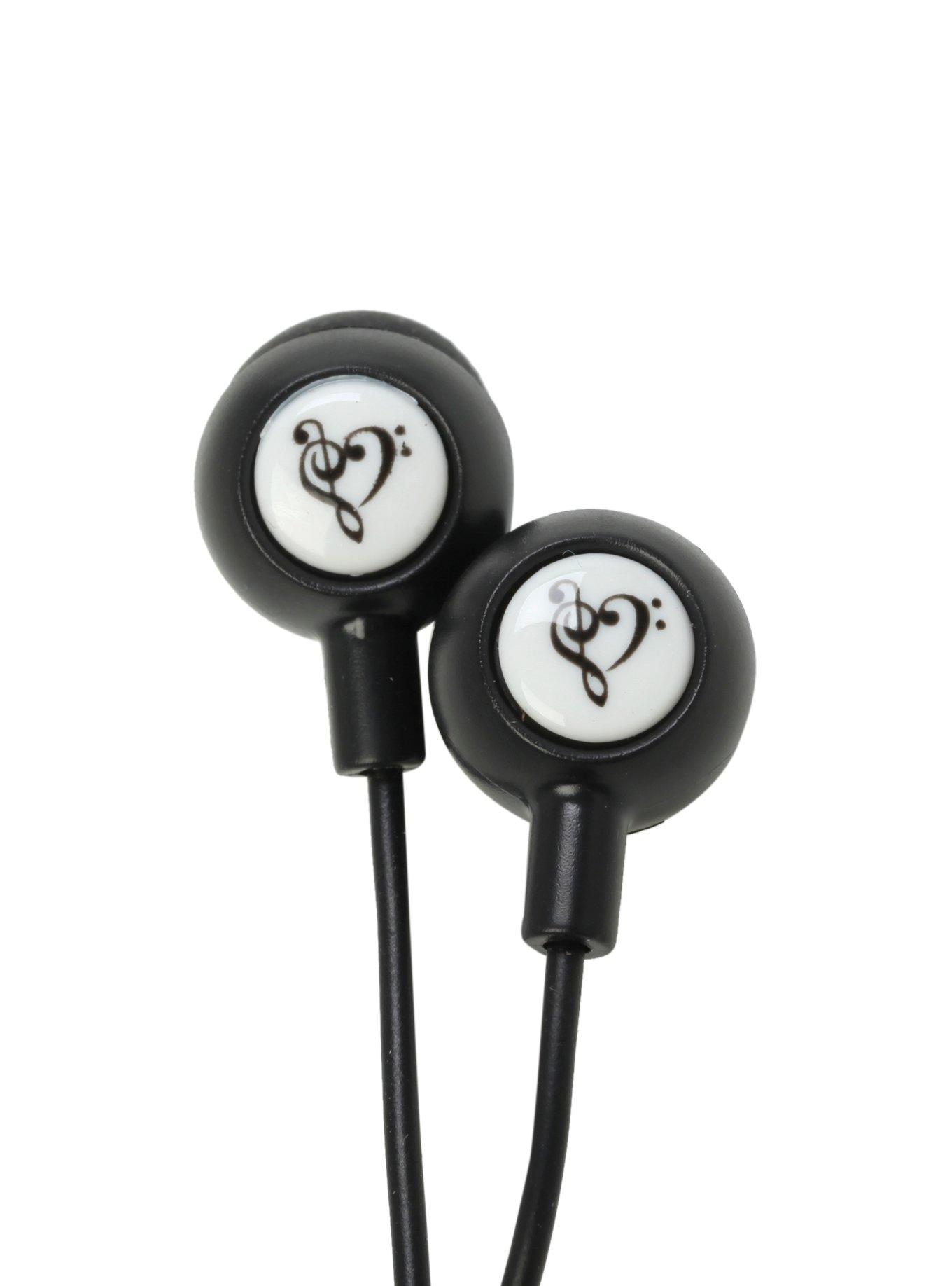 Music Clef Heart Earbuds, , hi-res