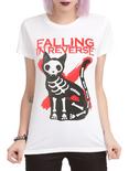 Falling In Reverse Skeleton Cat Girls T-Shirt, WHITE, hi-res