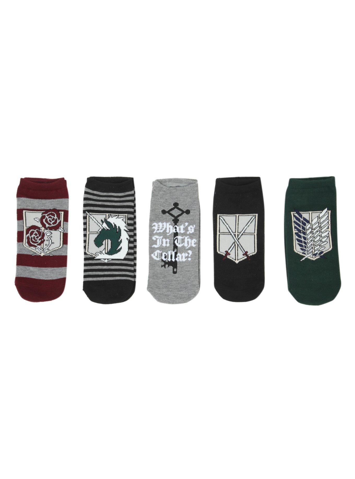 Attack On Titan Classic No-Show Socks 5 Pair, , hi-res