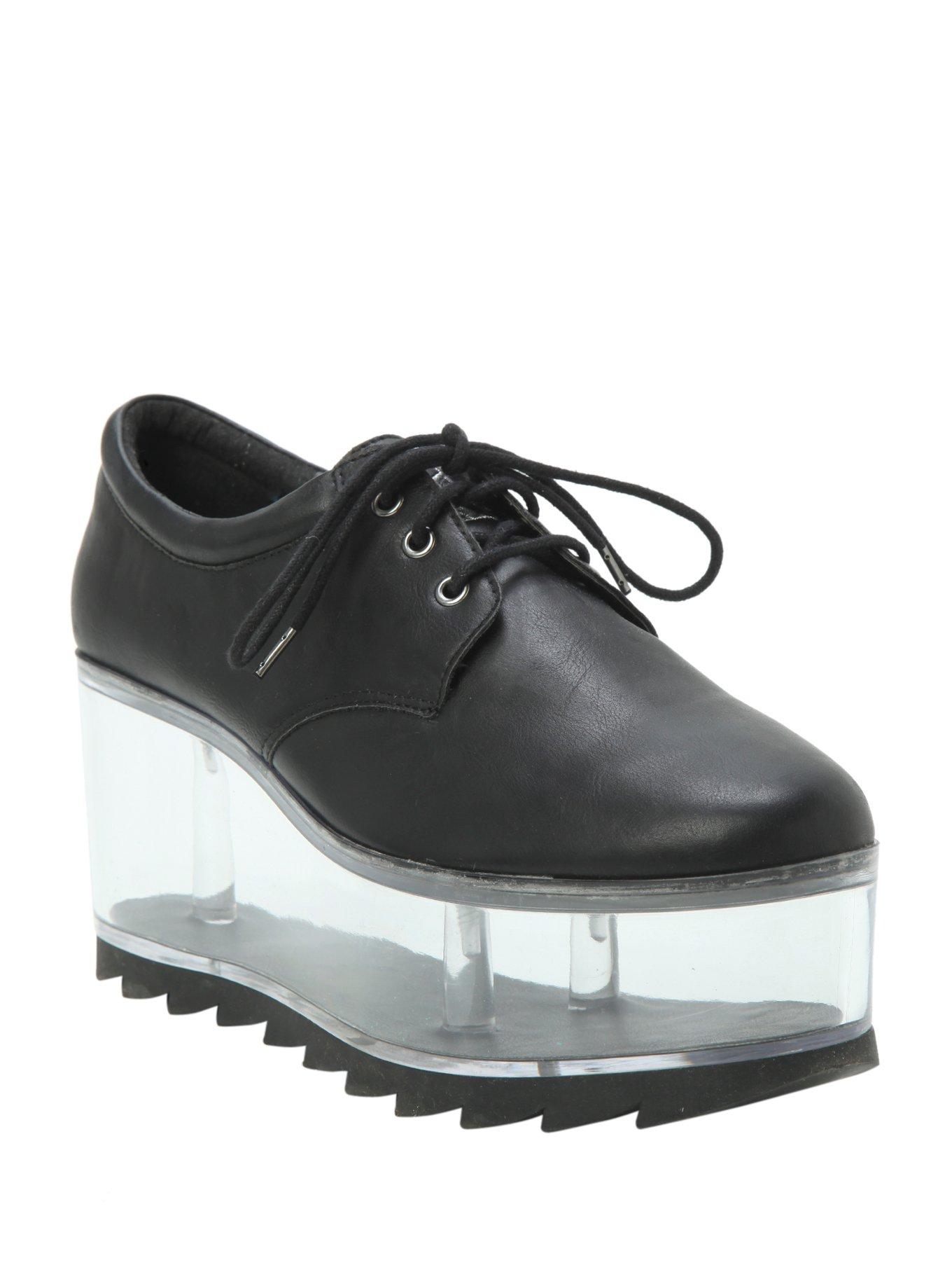 Black & Clear Platform Shoes, BLACK, hi-res