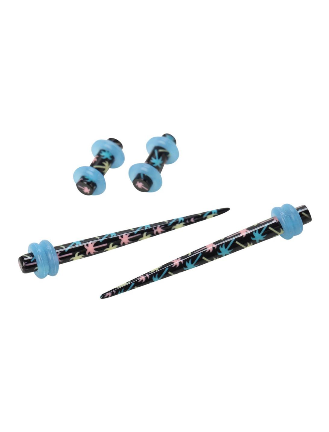 Acrylic Pastel Palm Tree Micro Taper And Plug 4 Pack, BLACK, hi-res