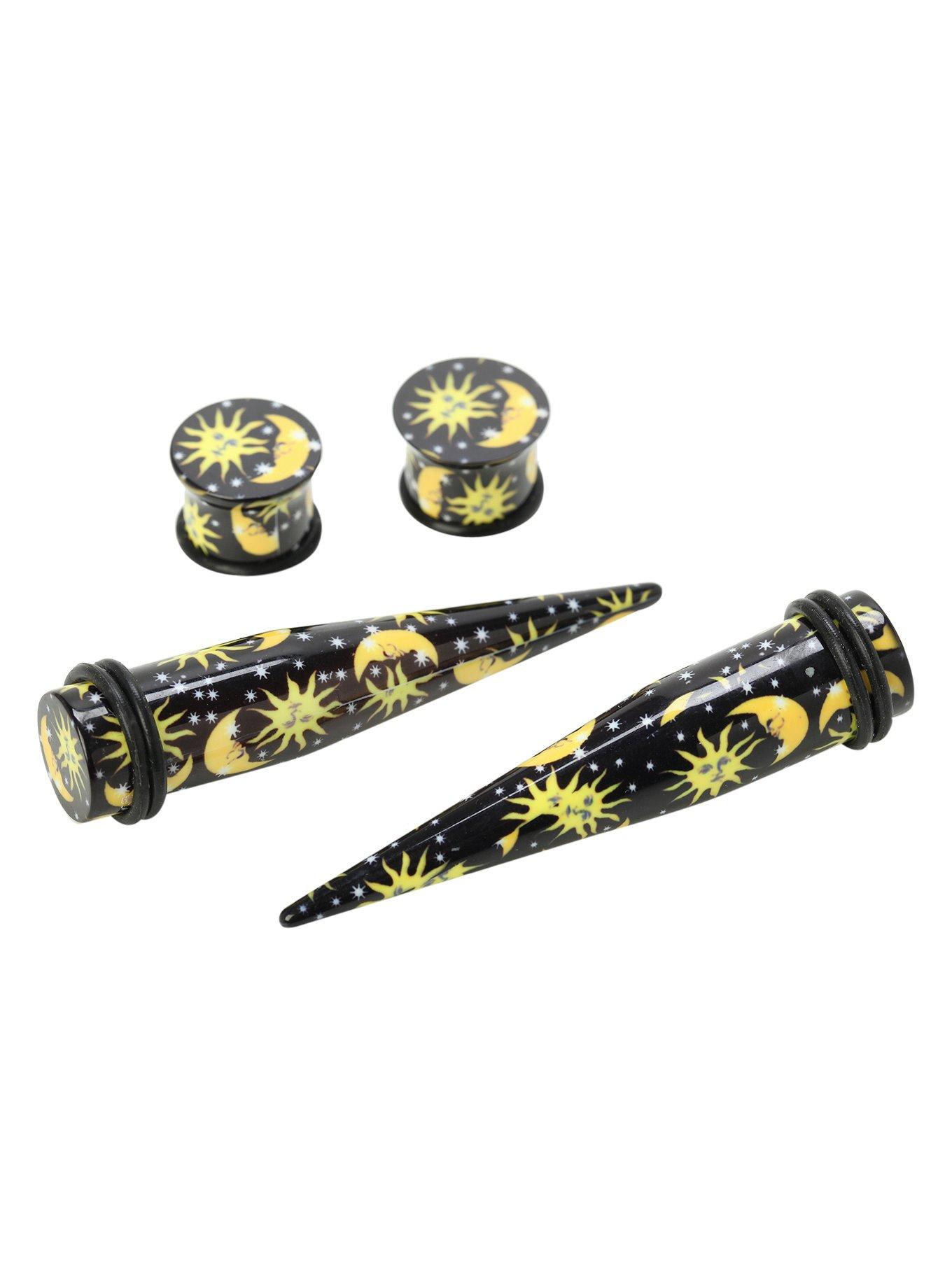Acrylic Celestial Sun Moon Stars Taper And Plug 4 Pack, , hi-res