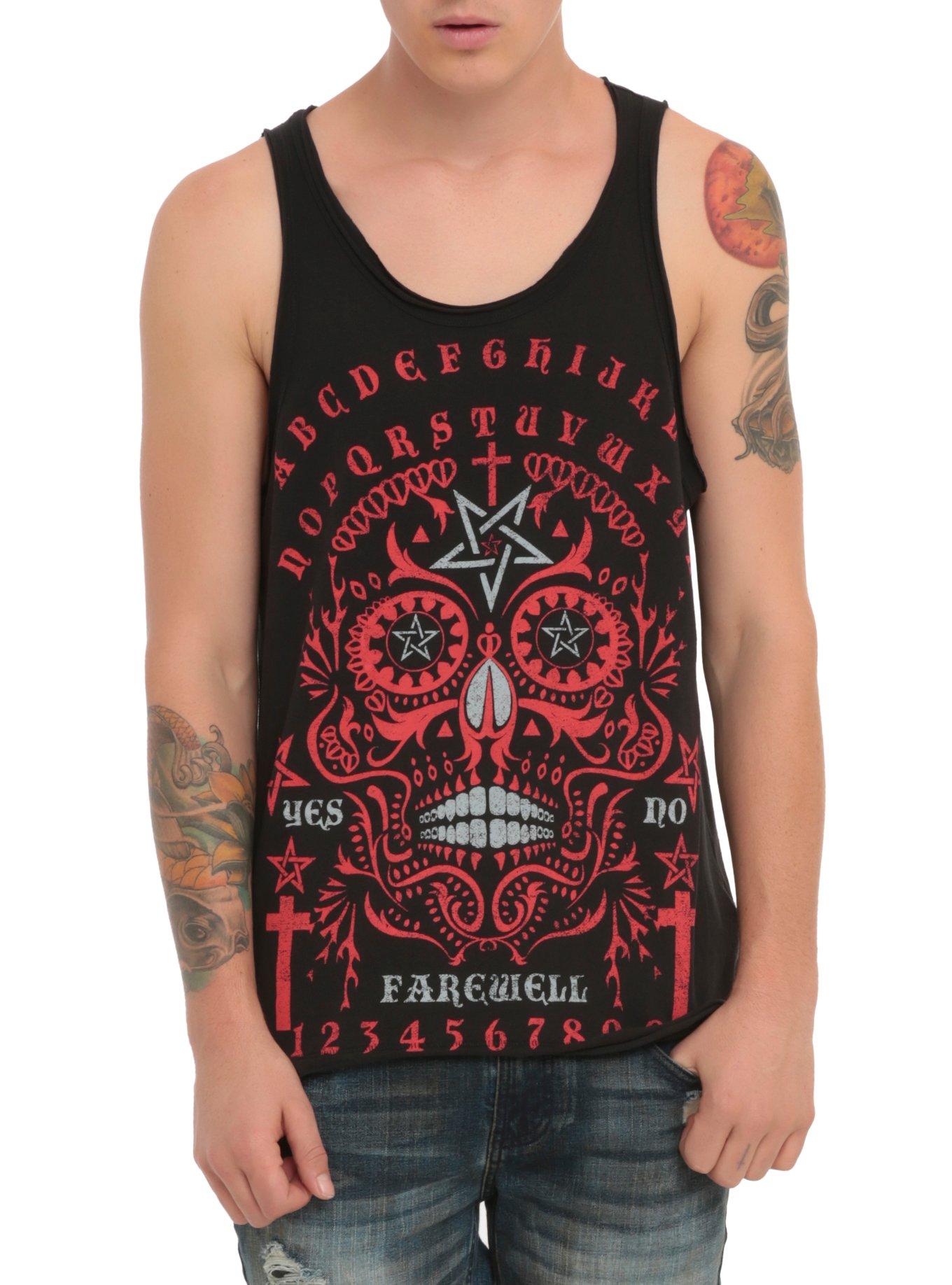 XXX RUDE Mystical Sugar Skull Tank Top, BLACK, hi-res