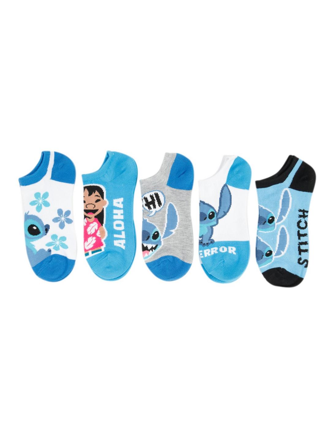 Disney Lilo & Stitch Blue No-Show Socks 5 Pair, , hi-res