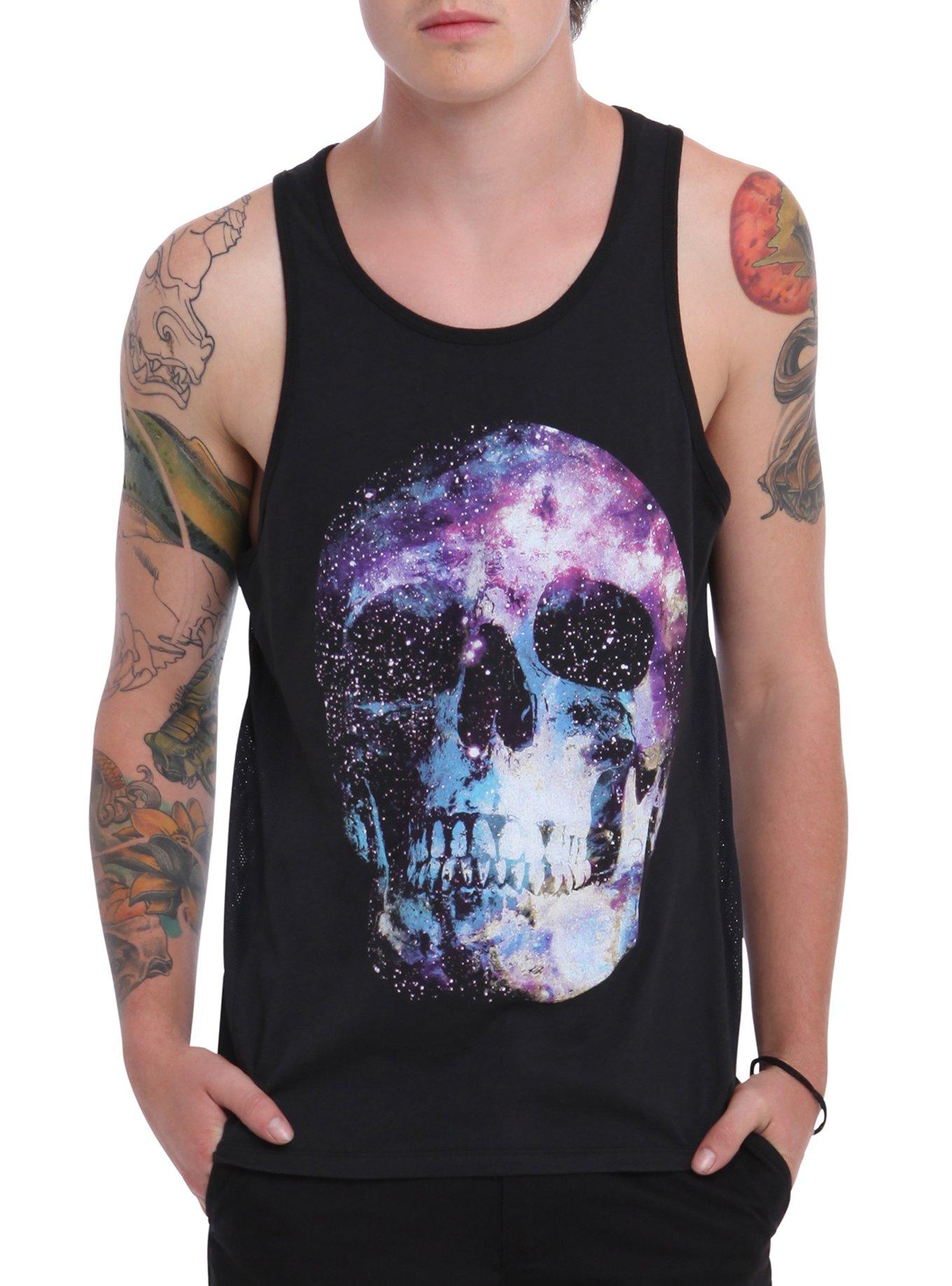 RUDE Cosmic Skull Tank Top, BLACK, hi-res