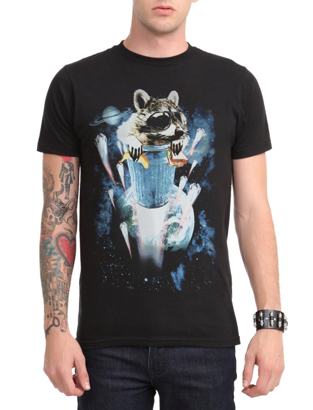 Space Raccoon T-Shirt 2XL, BLACK, hi-res
