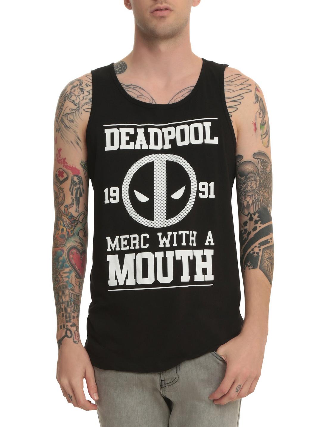 Marvel Deadpool Varsity Tank Top, BLACK, hi-res