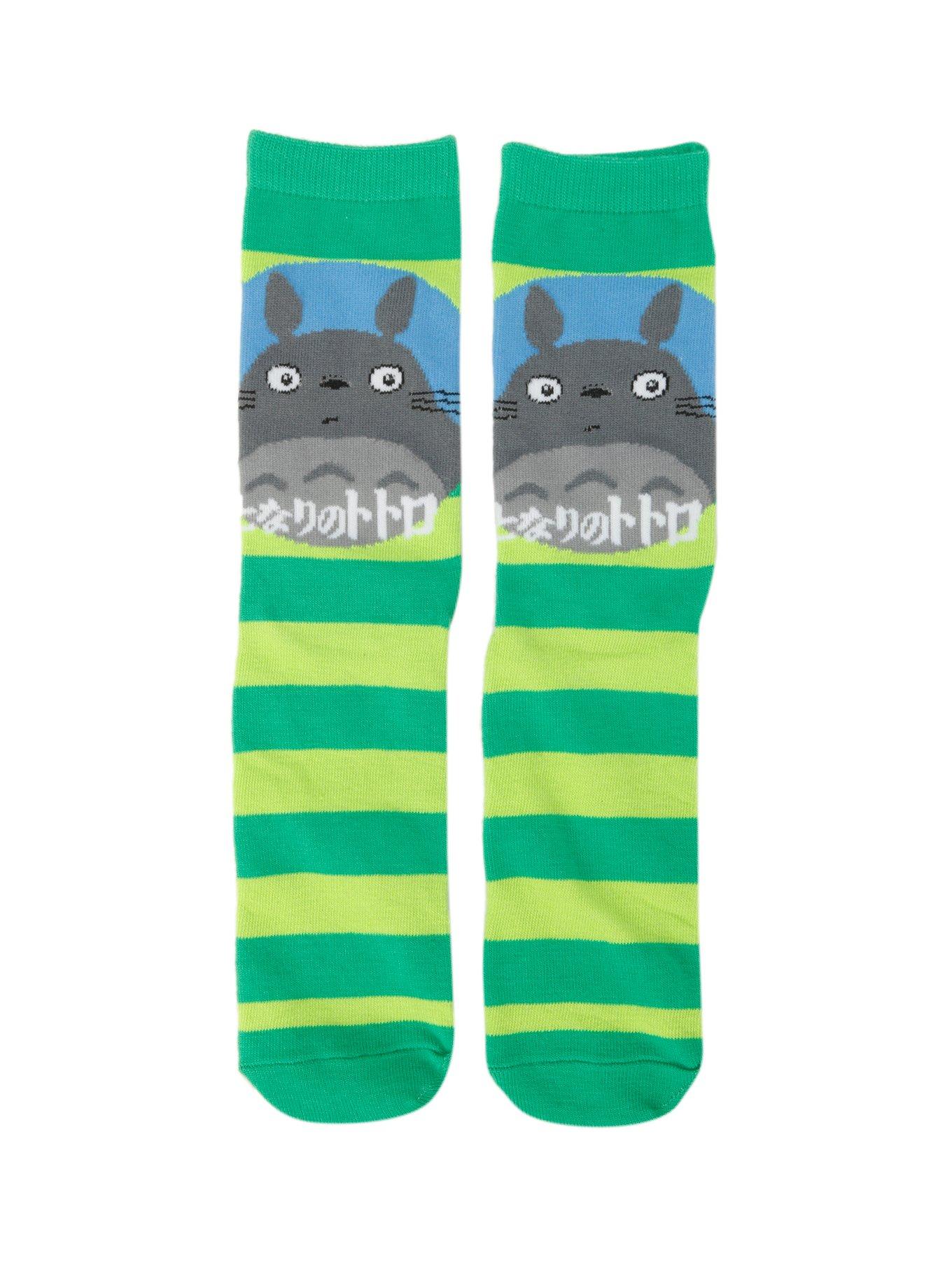 Studio Ghibli My Neighbor Totoro Green Stripe Crew Socks, , hi-res
