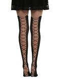 LOVEsick Faux Thigh High Lace-Up Tights, BLACK, hi-res