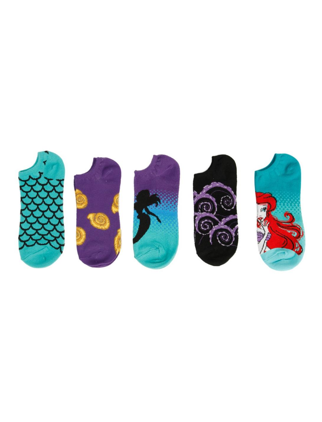Disney The Little Mermaid Ariel No-Show Socks 5 Pair, , hi-res