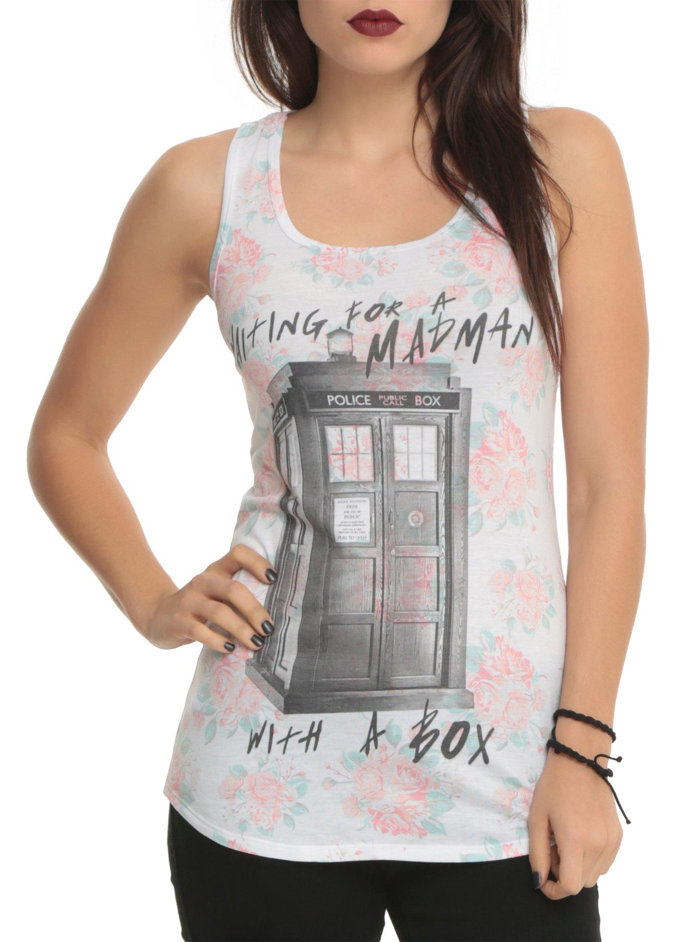 Doctor Who Madman Floral Girls Tank Top, BLACK, hi-res