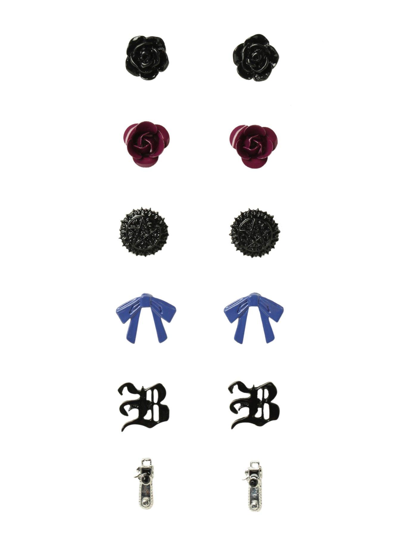 Black Butler Earring Set 6 Pair, , hi-res