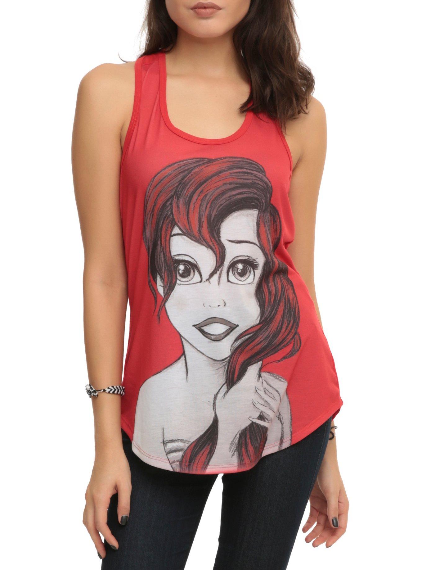 Disney The Little Mermaid Ariel Sketch Girls Tank Top, RED, hi-res