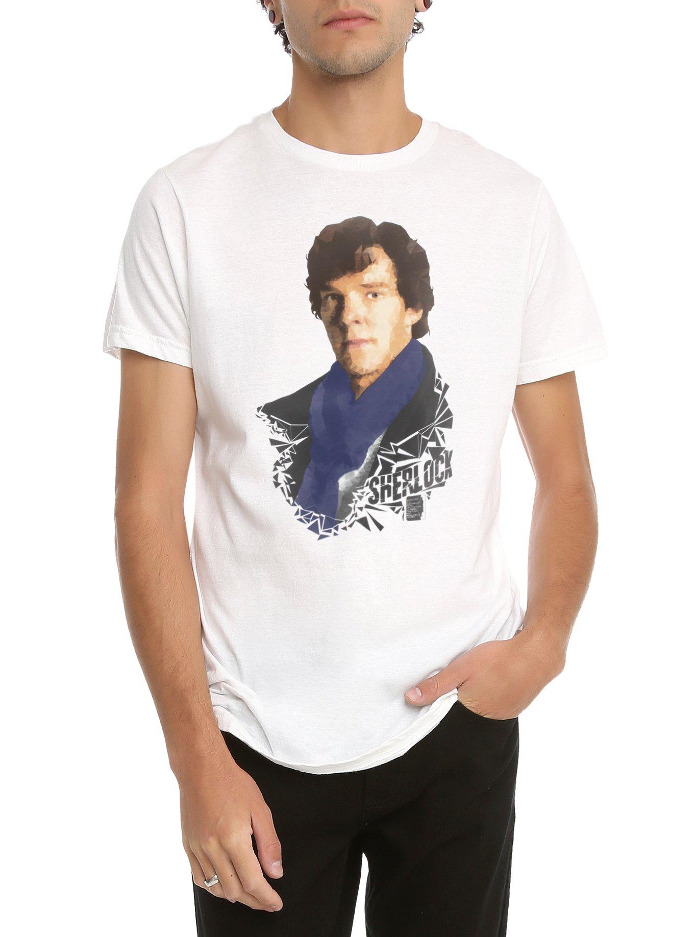 Sherlock Mosaic Portrait T-Shirt, WHITE, hi-res