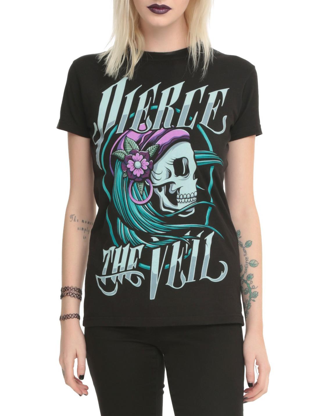 Pierce The Veil Gypsy Skull Girls T-Shirt, BLACK, hi-res