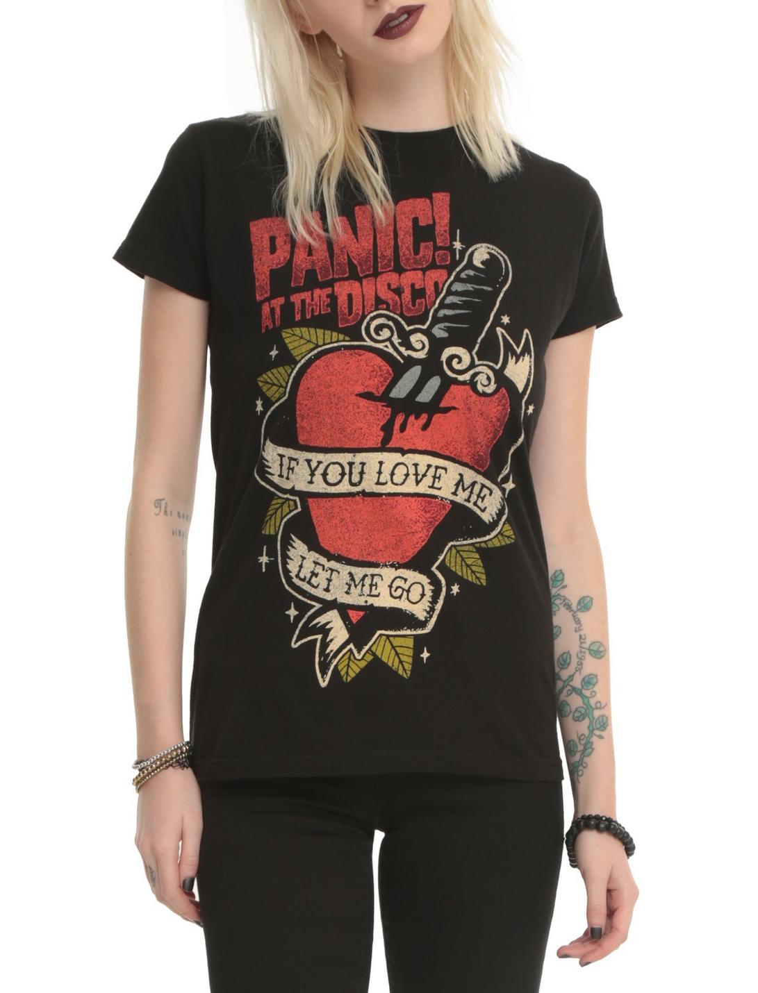 Panic! At The Disco Tattoo Heart Girls T-Shirt, BLACK, hi-res