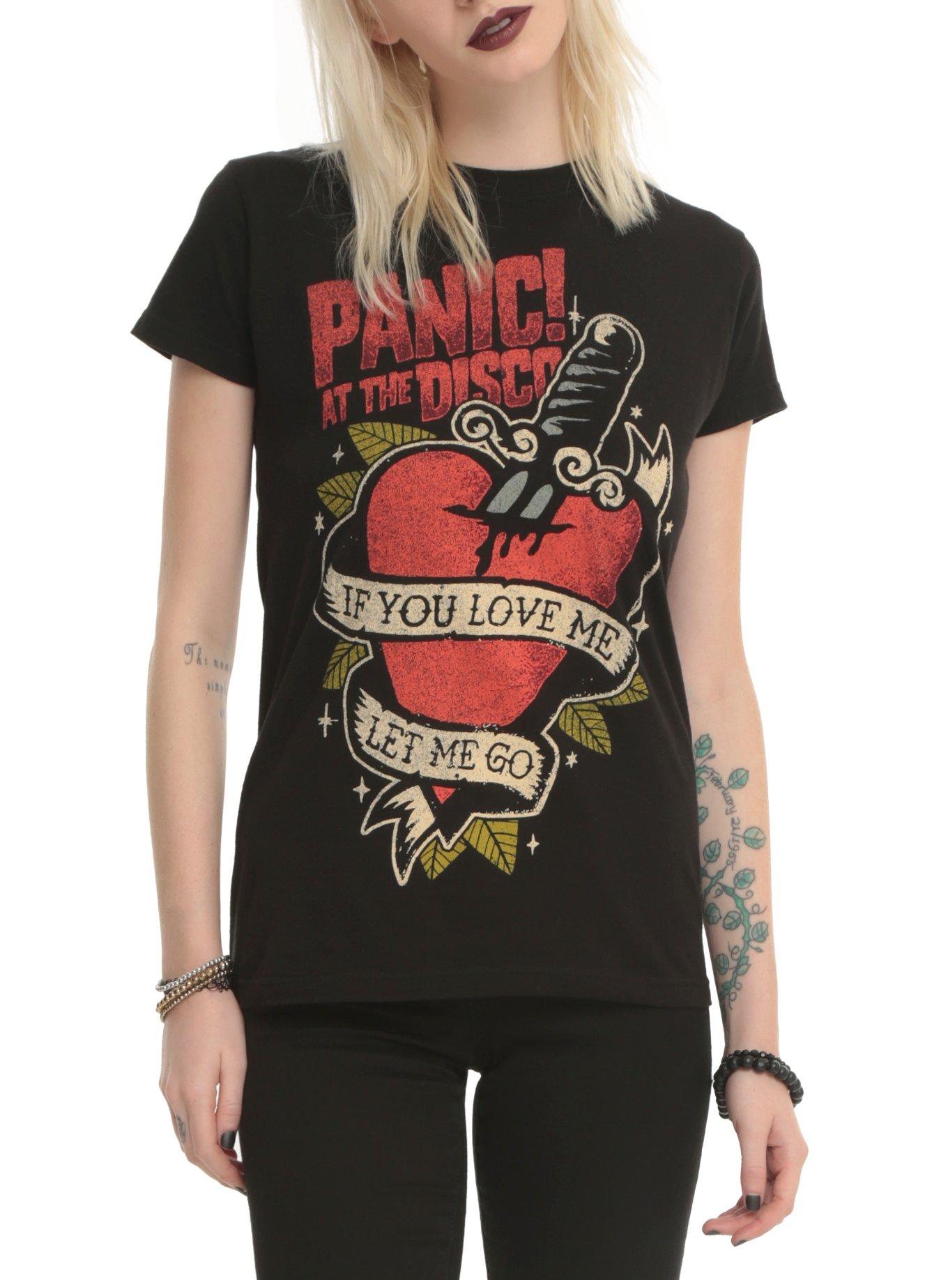 Panic! At The Disco Tattoo Heart Girls T-Shirt, BLACK, hi-res