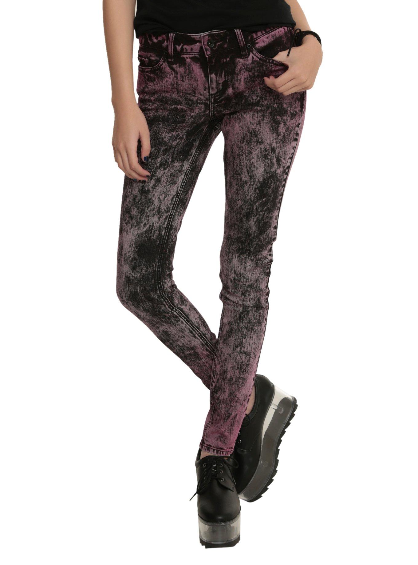 LOVEsick Pink Acid Wash Skinny Jeans, PINK, hi-res