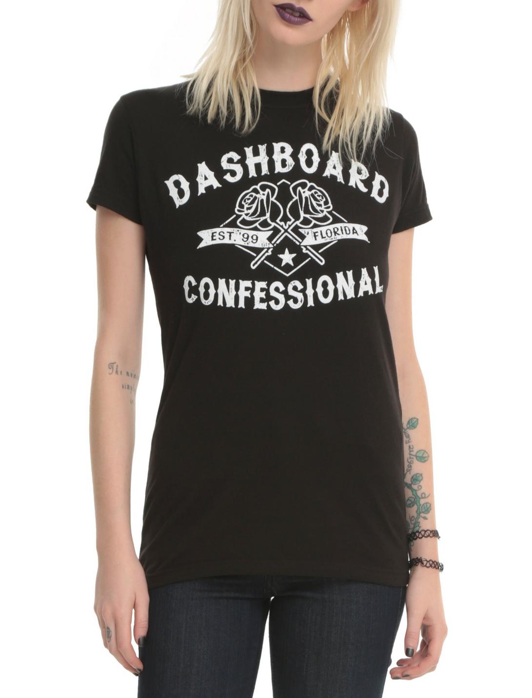 Dashboard Confessional Roses Girls T-Shirt, BLACK, hi-res