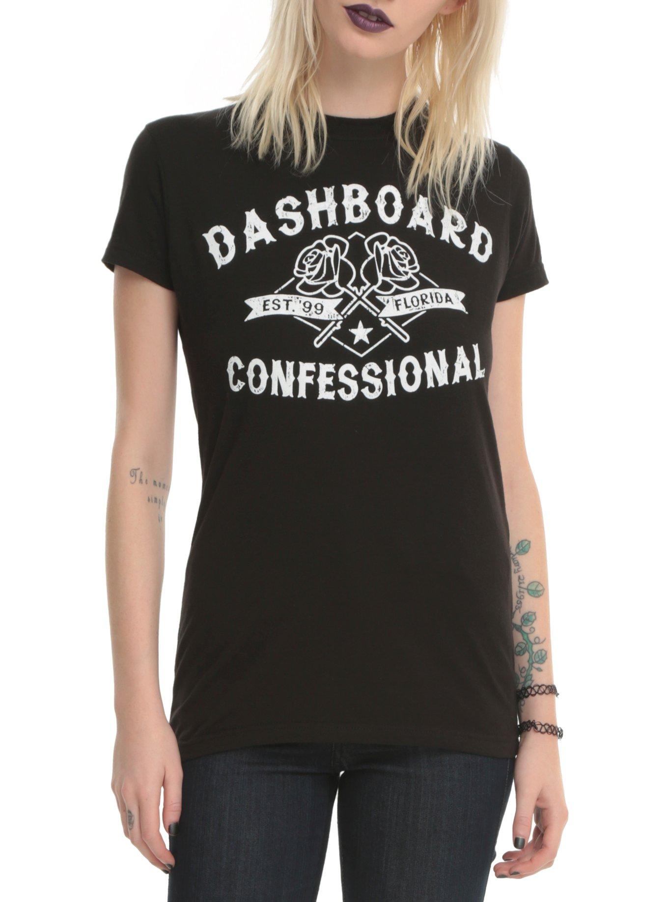 Dashboard Confessional Roses Girls T-Shirt, BLACK, hi-res
