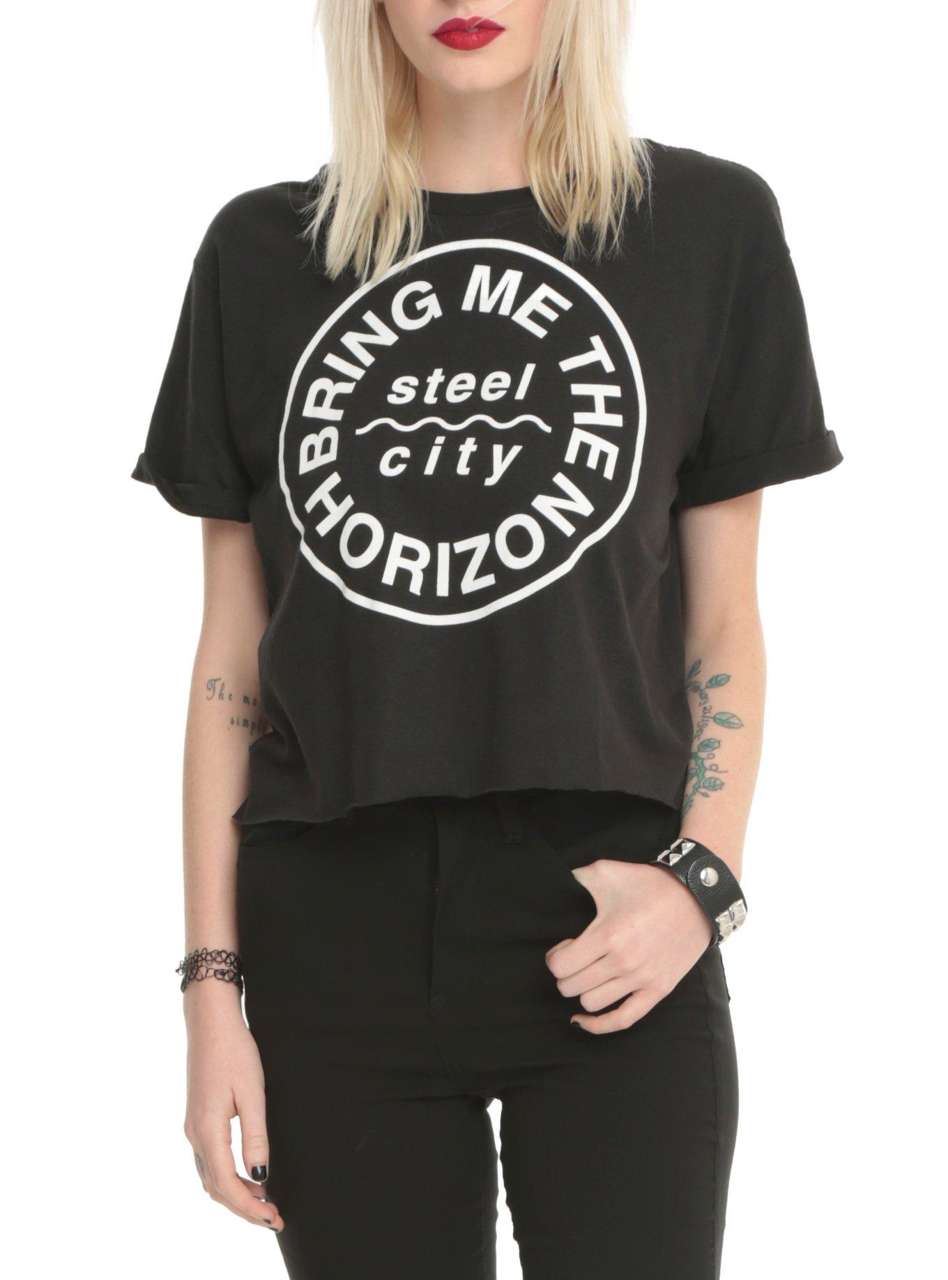 Bring Me The Horizon Steel City Crop Top, BLACK, hi-res