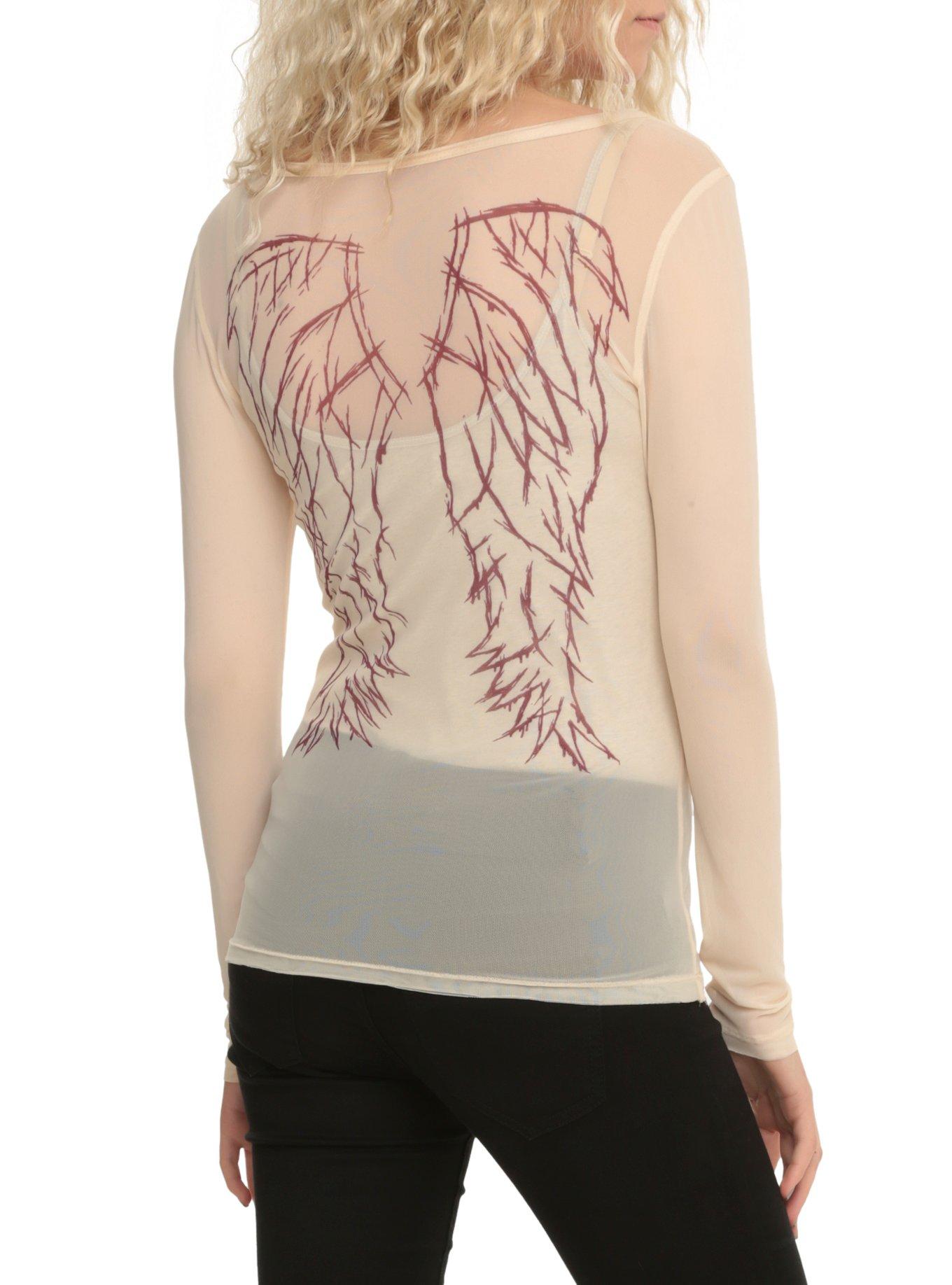 Orphan Black Mesh Long Sleeve Girls Top, IVORY, hi-res