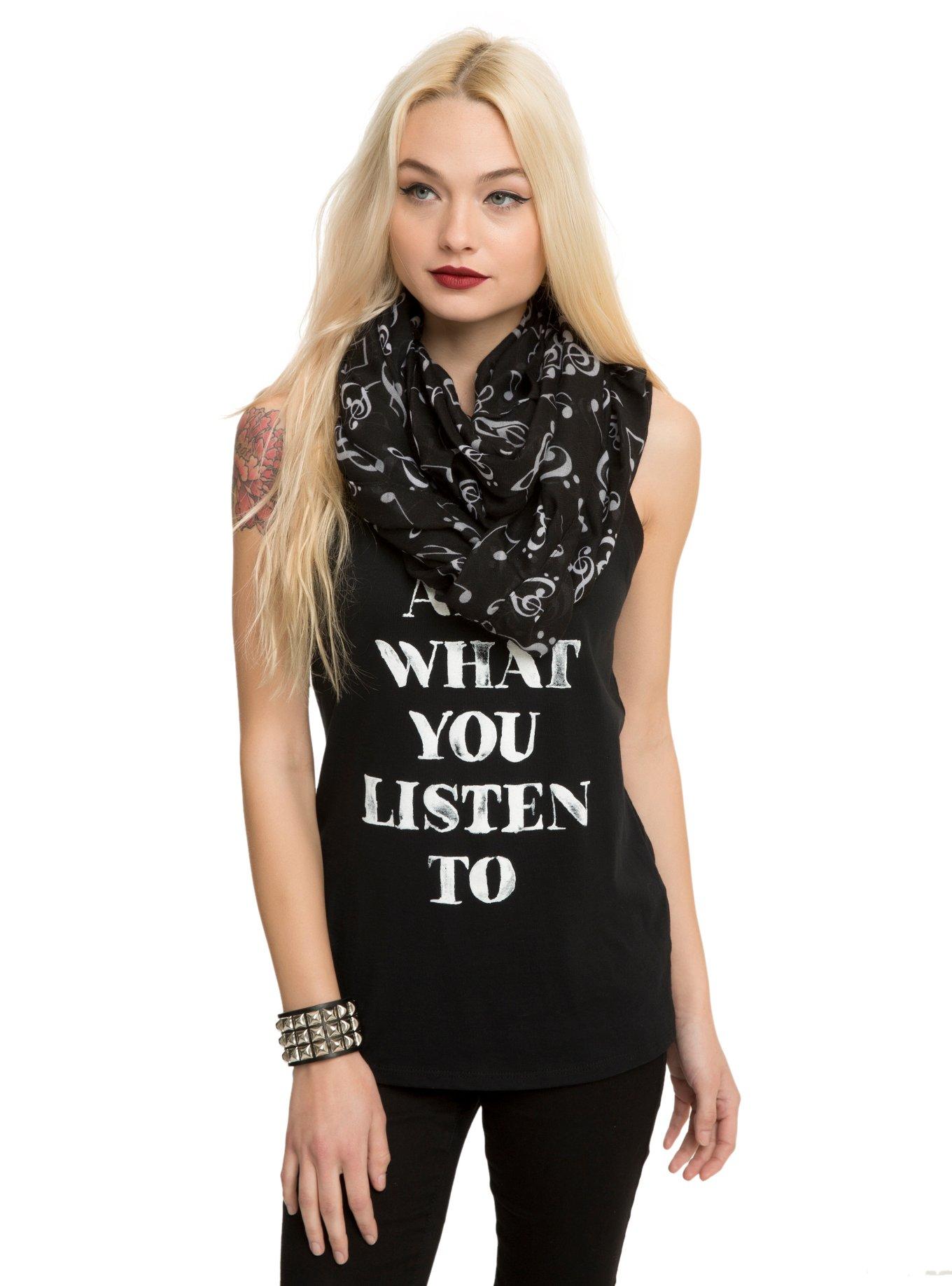 Music Clef Heart Print Infinity Scarf, , hi-res