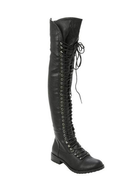 Black Lace-Up PU Boots | Hot Topic