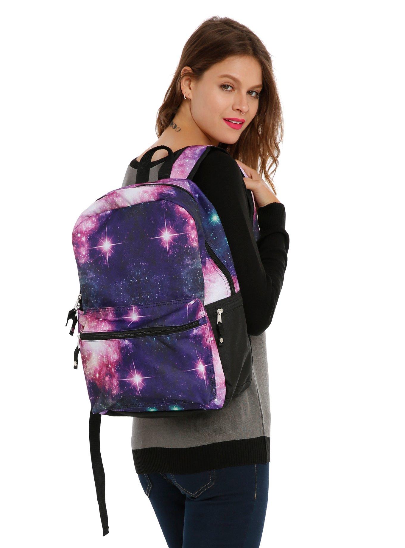 Blue & Purple Galaxy Print Backpack, , hi-res