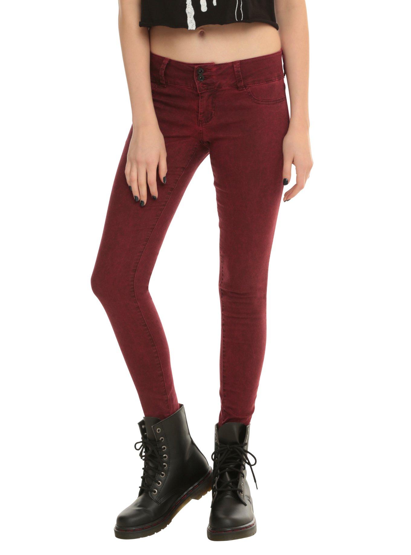 LOVEsick Red Spray Super Skinny Jeans, BURGUNDY, hi-res
