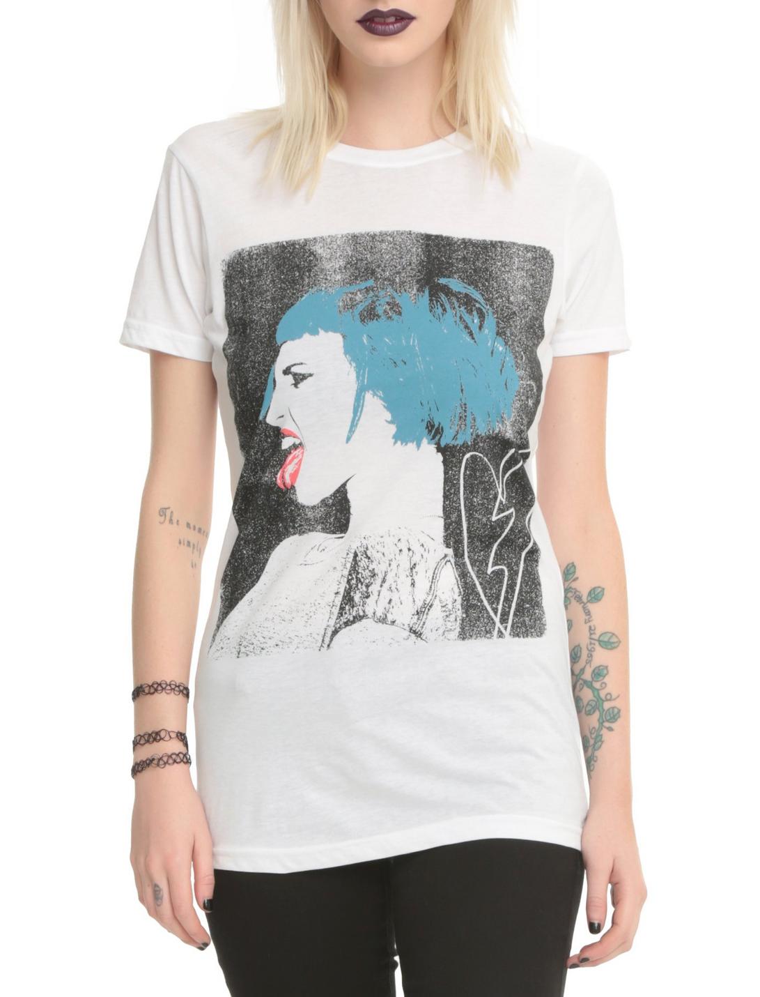 Paramore Hayley Tongue Girls T-Shirt, WHITE, hi-res