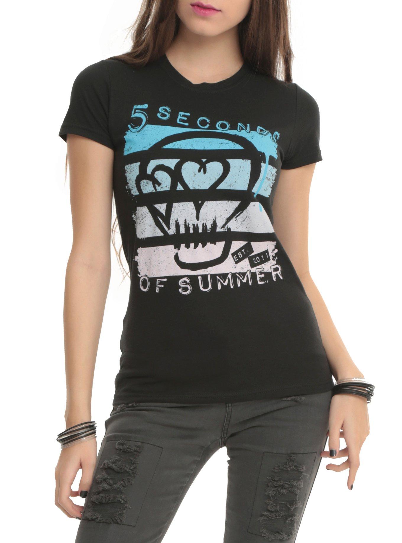 5 Seconds Of Summer Skull Girls T-Shirt, BLACK, hi-res