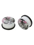 Acrylic Floral Cat Saddle Plugs, BLACK, hi-res